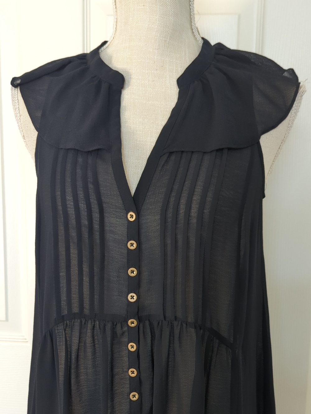 Anthropologie's Akemi + Kin Sheer Ruffled Tunic Top - Picture 3 of 7